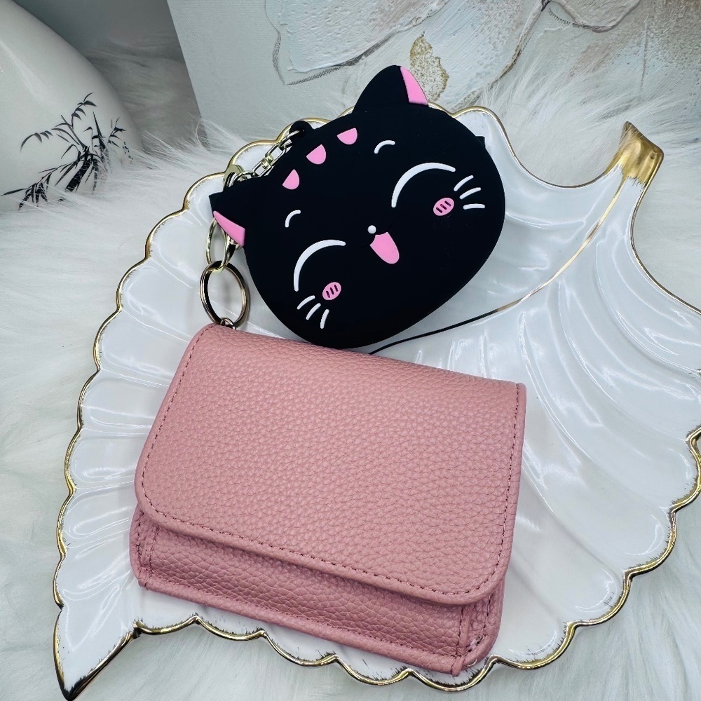 Pink Wallet and a Silicone Cat coin purse